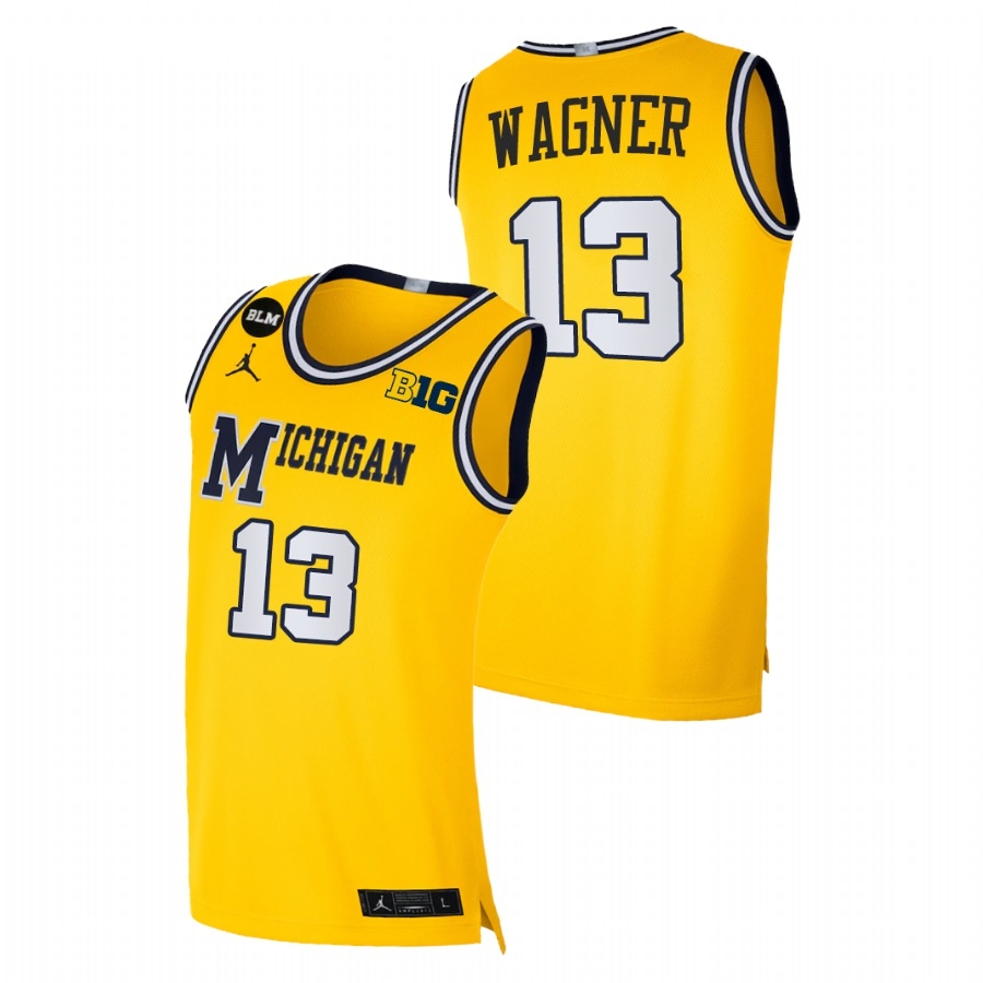 Michigan Wolverines Men's NCAA Moritz Wagner #13 Yellow Equality 2021 Away BLM Social Justice College Basketball Jersey GBB7249KN